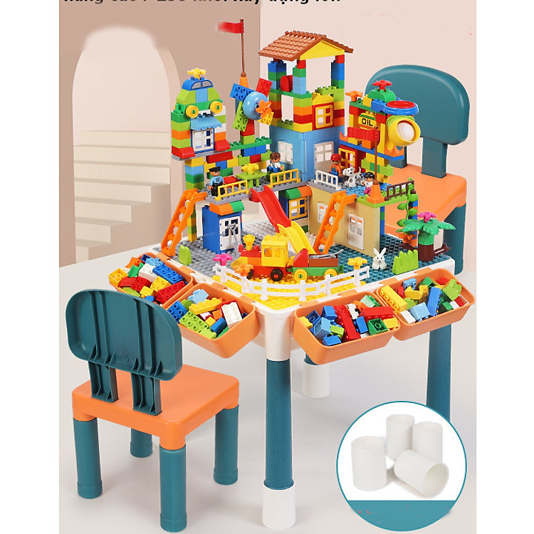 Bàn lắp ráp đa năng cho bé, đồ chơi trí tuệ, xếp hình thông minh trẻ em chất liệu nhựa ABS an toàn