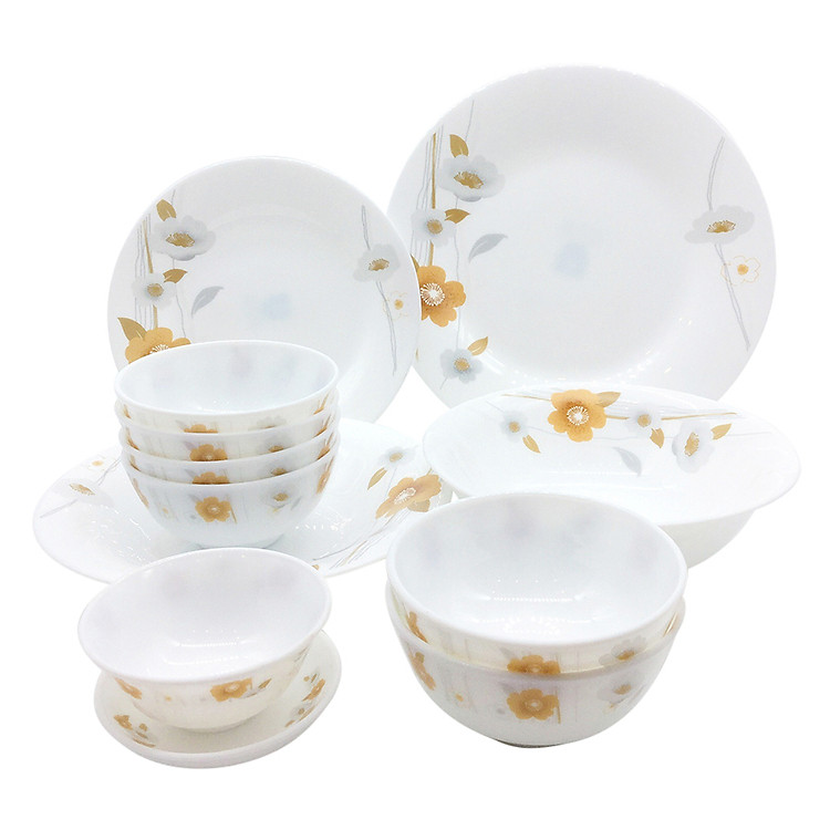 Bộ Bàn Ăn 12 Món Thủy Tinh Ngọc Vitriares Tròn - Vàng
