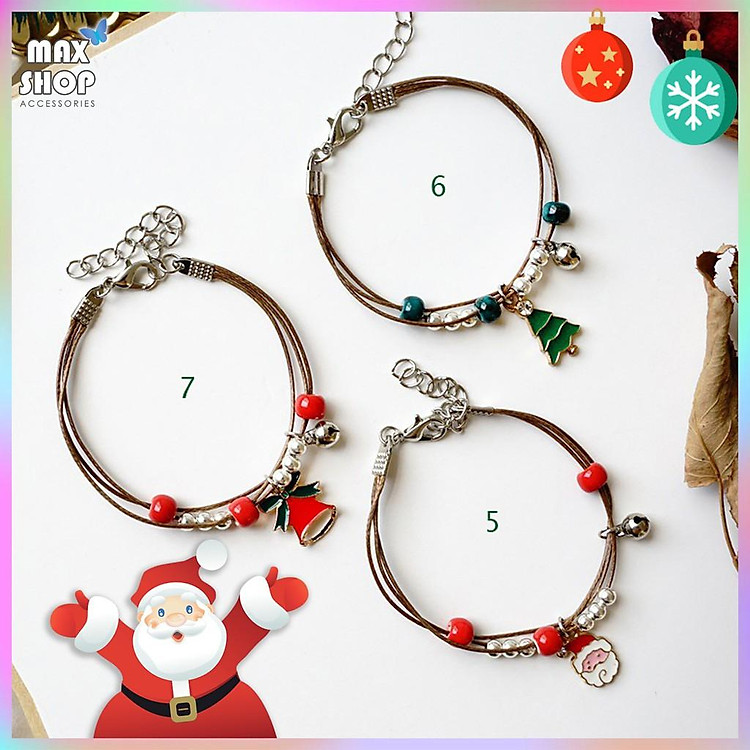 Vòng tay handmade kiểu dáng Ông già NOEL và Cây thông dễ thương nhiều màu sắc