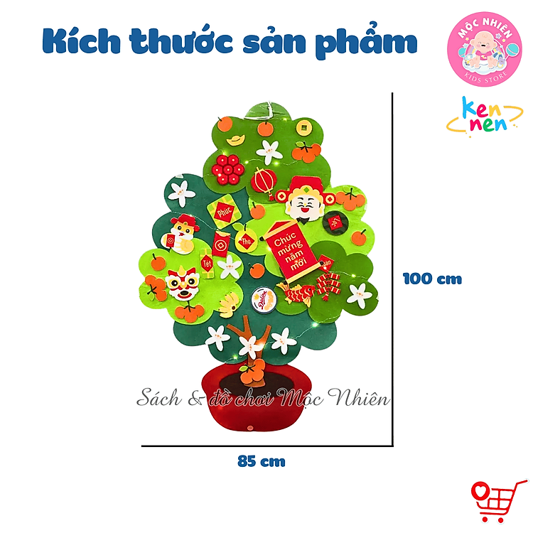 Cây quất Tết vải nỉ kèm đèn LED Chính hãng Giá rẻ - Hình ảnh 2