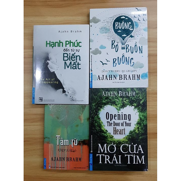 Combo 4 Cuốn Sách Của Thiền Sư Ajahn Brahm: Tâm Từ + Buông Bỏ Buồn Buông + Mở Cửa Trái Tim + Hạnh Phúc Đến Từ Sự Biến Mất