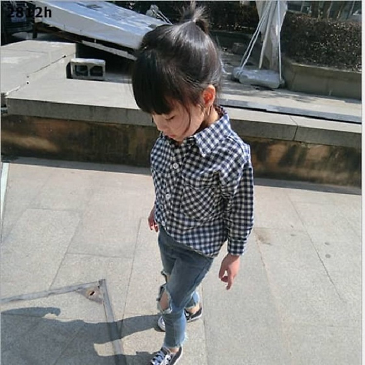 Áo sơ mi caro bé gái