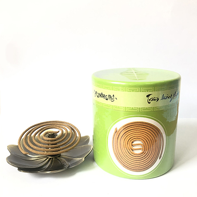 Bộ Nhang Vòng Trầm Hương Hộp Xanh (48 vòng) - Phụ kiện Đồng - Nhang Thiền