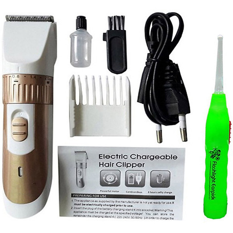 Tông đơ cạo râu, cắt tóc KM9020 tặng kèm dụng cụ lấy ráy tai có đèn