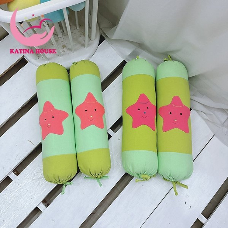 Cặp gối ôm trẻ em 50cm Katina House, vải cotton cara thoáng mát, êm ái mềm mại phù hợp dưới 1 tuổi