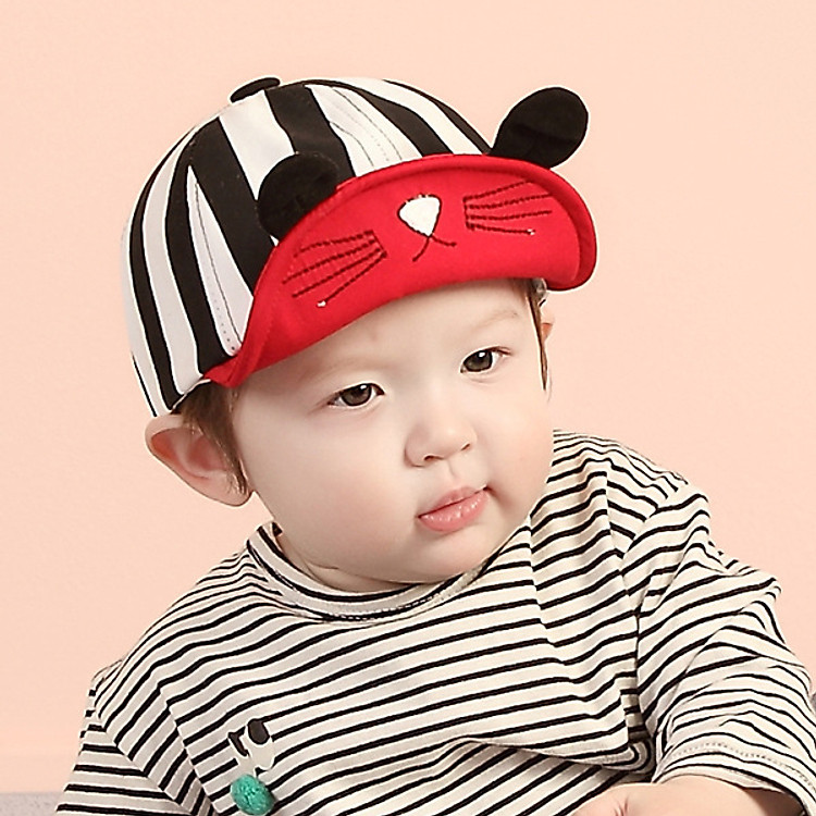 Nón mũ lưỡi trai cho bé trai và bé gái kẻ sọc mặt mèo