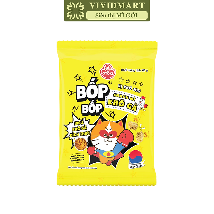OTOKI - Snack mì khô gà Bốp Bốp hương vị Phô mai, Snack Bốp Bốp vị Phô mai, Snack Otoki ăn liền (63g/gói)