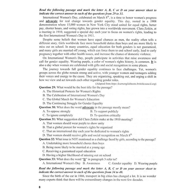 36 Bộ Đề Tiếng Anh Theo Cấu Trúc Đề Minh Họa Kì Thi 2025 Luyện Thi THPT Quốc Gia - Ảnh 6