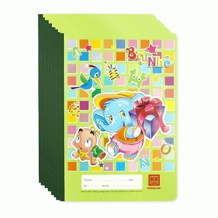 Tập 10 vở 4 ô ly 48 trang School Hồng Hà 0509 I Vở luyện chữ cấp 1 Bạn nhỏ kích thước (170 * 240)mm