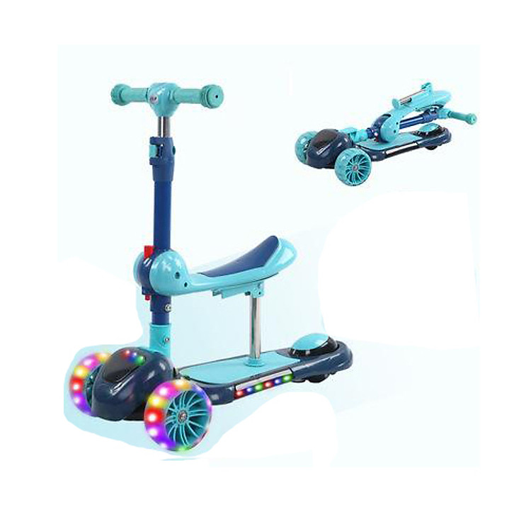 Xe scooter 3 bánh tự cân bằng, xe scooter 3 in 1 cho bé, có ghế gấp gọn, có nhạc và đèn LED bánh xe