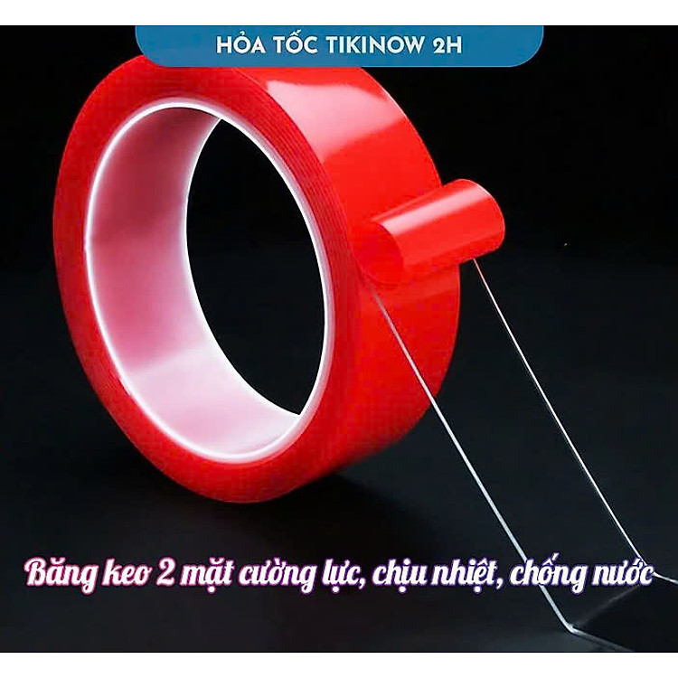 Băng Keo 2 Mặt Nano Đỏ Cường Lực (20mm x 3 mét)
