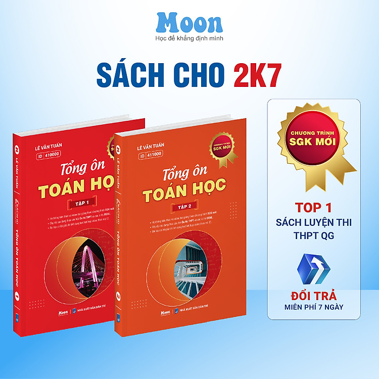 Sách lớp 12 chương trình mới: tổng ôn Toán, Lý, Hoá, Sinh, Văn, Sử, Địa ôn thi thpt quốc gia, đgnl Moonbook