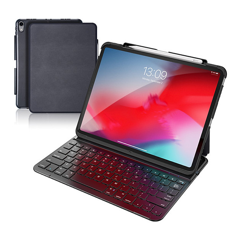 Bao da bàn phím Dux Ducis cho iPad Pro 11inch (2018) - Đen - Có khay để bút siêu tiện lợi - Bao da kiêm bàn phím cho iPad Pro 11 (2018) - Hàng nhập khẩu
