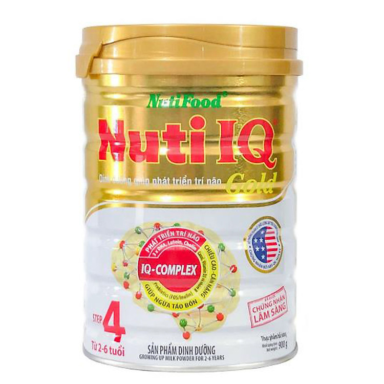 Sữa Bột Nutifood Nuti IQ Gold Step 4 (900g) – DD giúp phát triển trí não (Cho bé 2-6 tuổi)