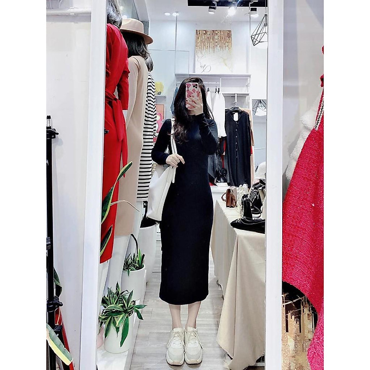 VÁY LEN BODY CỔ LỌ DÁNG DÀI SANG CHẢNH