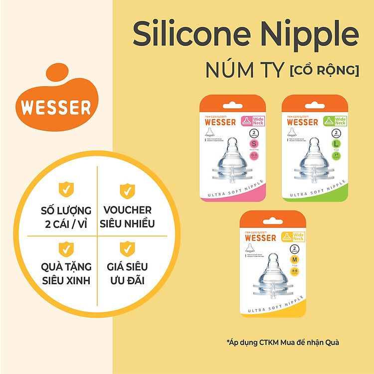 Tìm mua tại Avakids:Núm ty Cổ Rộng Wesser Size L, tràn ngập Khuyến mãi, Ưu đãi