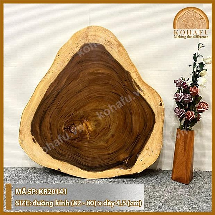MẶT BÀN TRÒN TỰ NHIÊN GỖ ME TÂY NGUYÊN TẤM KR20141