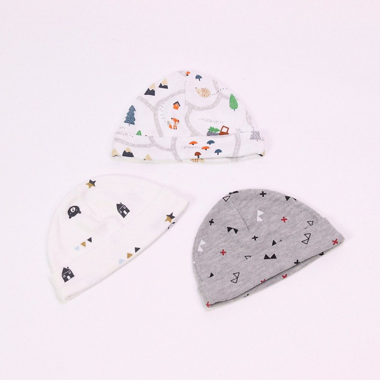 Mũ sơ sinh cho bé dưới 6 tháng - Set 3 cái - Mẫu ngẫu nhiên
