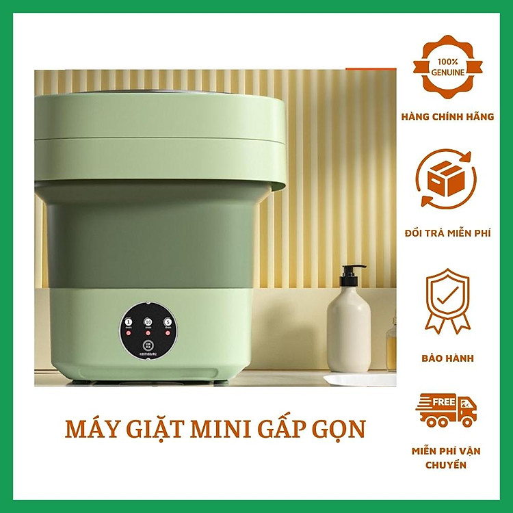 Máy giặt mini gấp gọn, máy giặt đồ lót, tất vớ, giặt đồ cho bé dung tích 6L tự vắt khô khử khuẩn bằng công nghệ mới