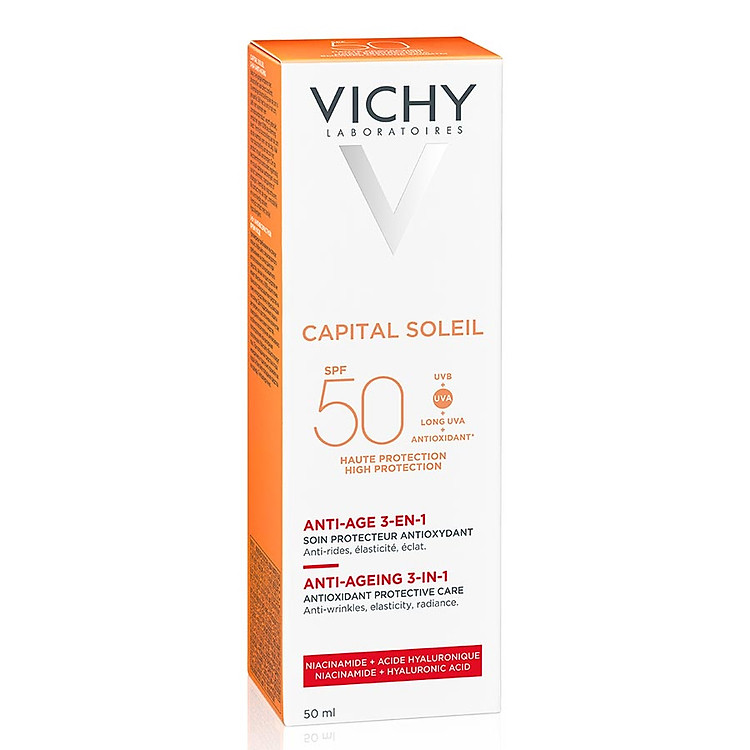 Kem chống nắng bảo vệ, giảm lão hóa Vichy Capital Soleil 3in1 Anti-Aging SPF50 50ml