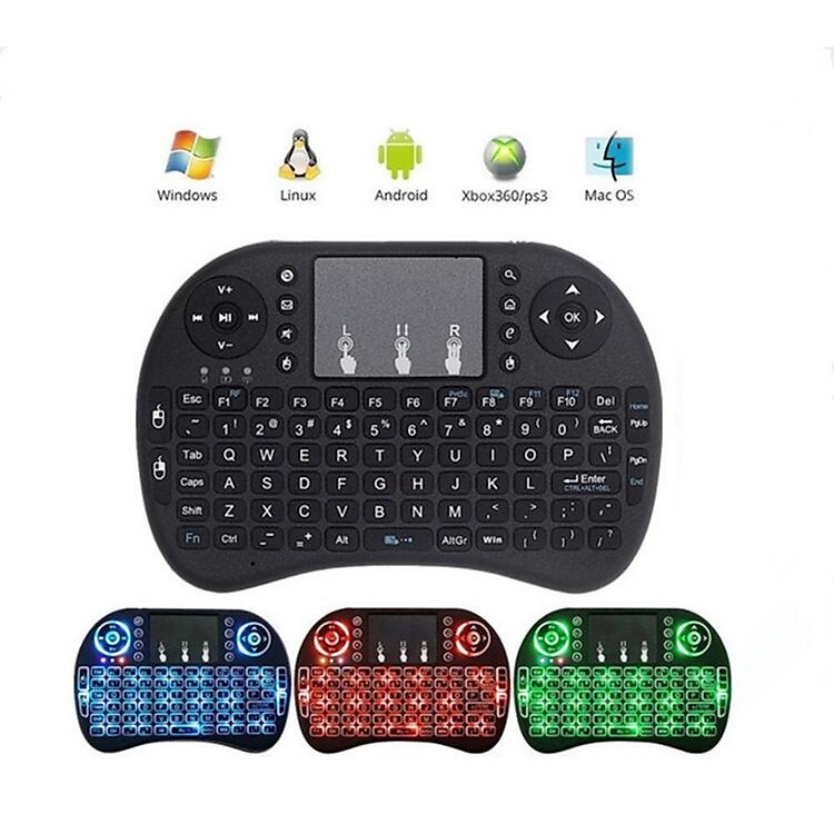 I8 3 Màu Đèn Nền Bàn Phím 2.4G Chuột Bay Điều Khiển Từ Xa Thông Minh Điều Khiển Mini Bàn Phím Bàn Phím Không Dây