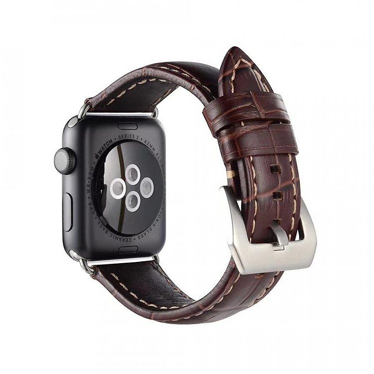 Dây da đeo thay thế cho Apple Watch 42mm/ 44mm Kakapi da bò thật (Vân) - Hàng chính hãng