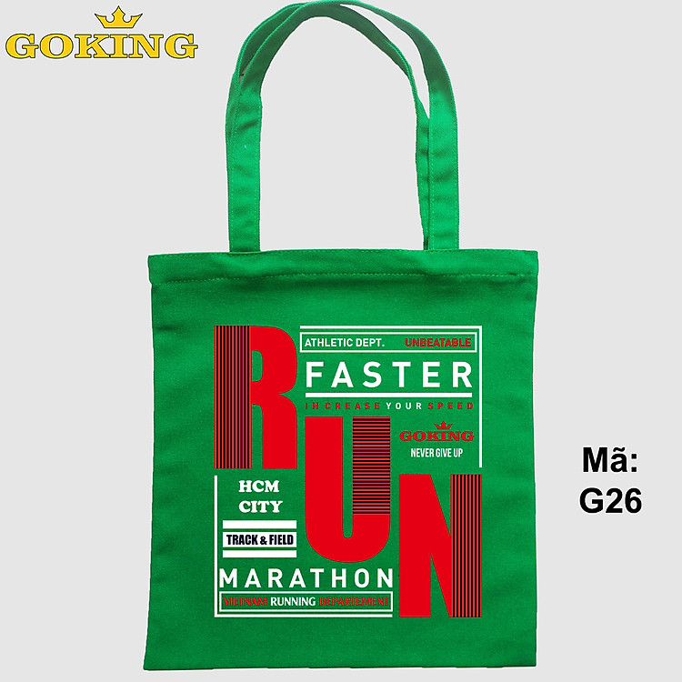 Túi xách tote RUN, mã G26. Quà tặng cao cấp cho gia đình, nam nữ cặp đôi, hội nhóm, doanh nghiệp