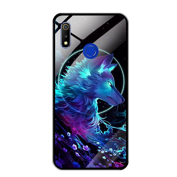 Ốp Lưng Kính Cường Lực cho Realme 3 Pro - 0485 Wolf - Hàng Chính Hãng