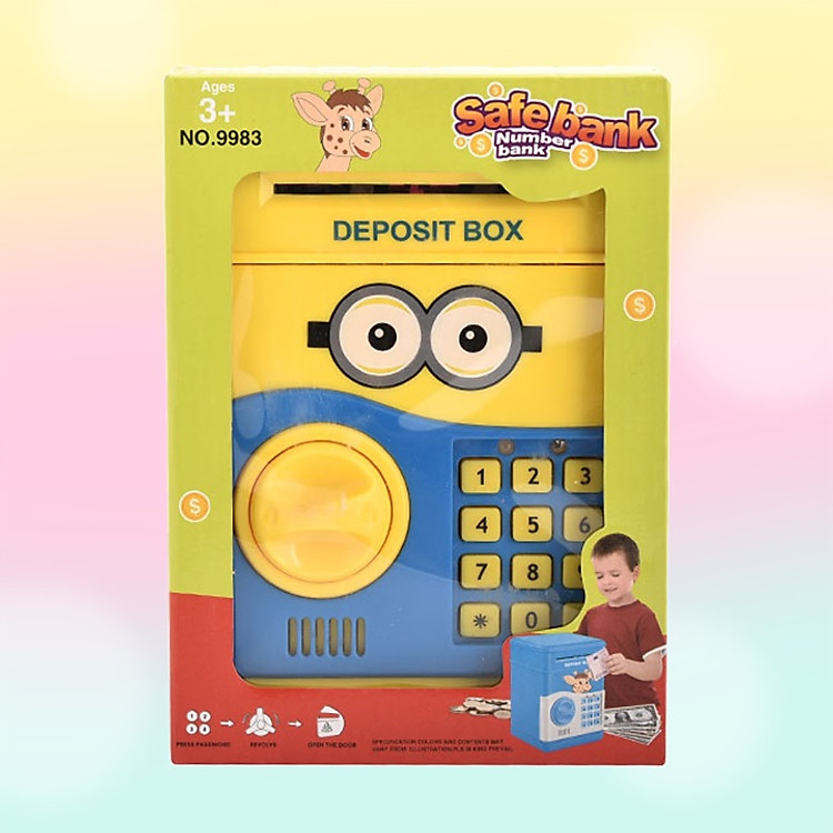 Két Sắt Mini Đựng Tiền Thông Minh Mở Bằng Mật Mã Hình Minion