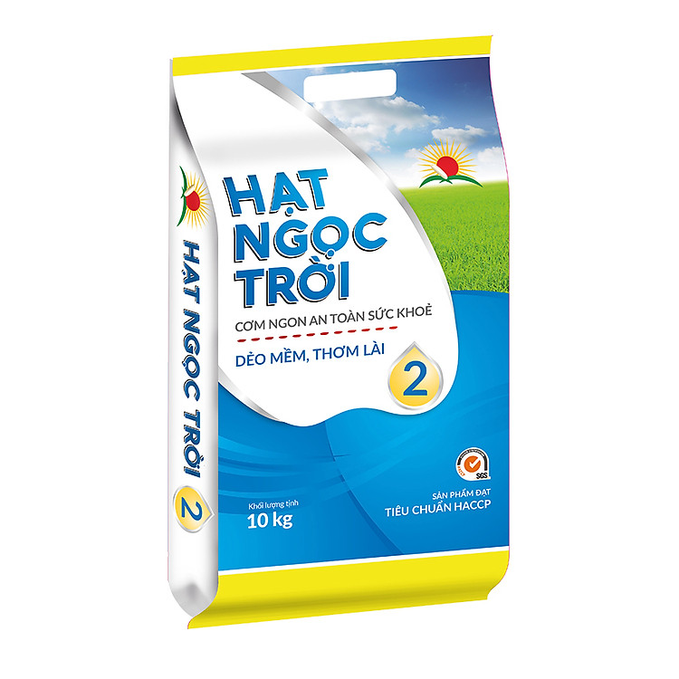 Gạo Hạt Ngọc Trời Số 2 Túi 10Kg - Gạo trắng hạt dài dẻo mềm, thơm lài