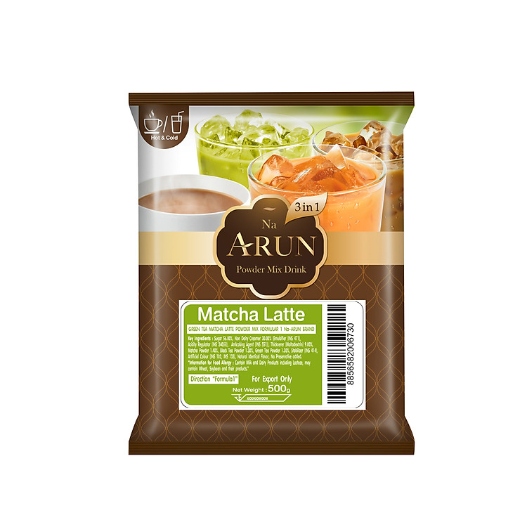Bột Trà Sữa Thái Xanh (Bột trà sữa Matcha Latte) Na Arun túi 500G pha đủ 40 Ly - Hàng nhập khẩu chính hãng Thái Lan