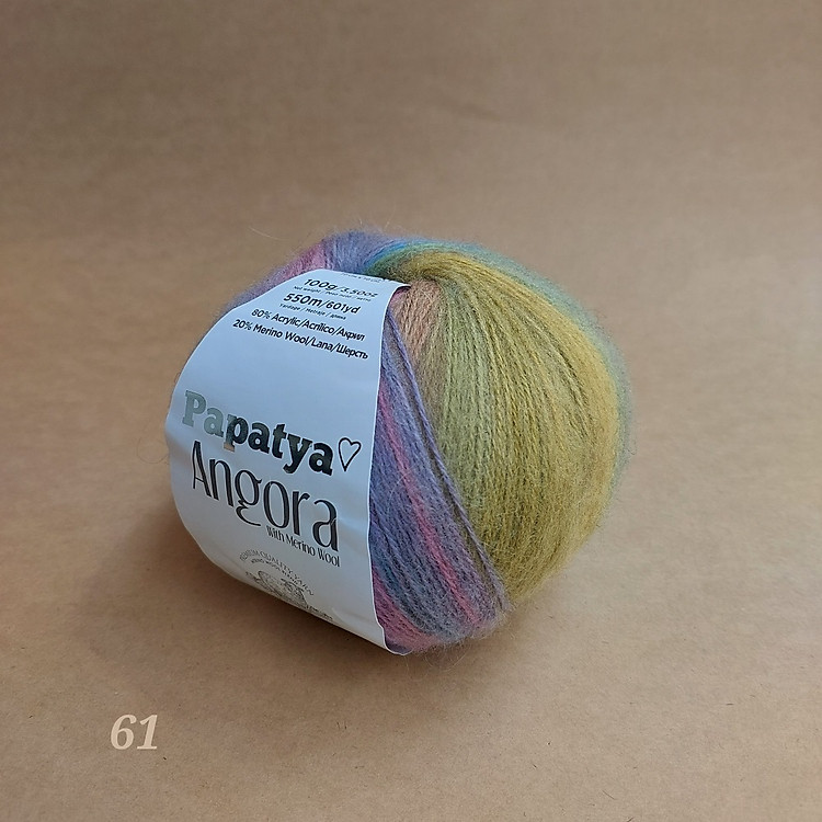 Cuộn len loang Papatya Angora đan móc khăn áo ấm đông