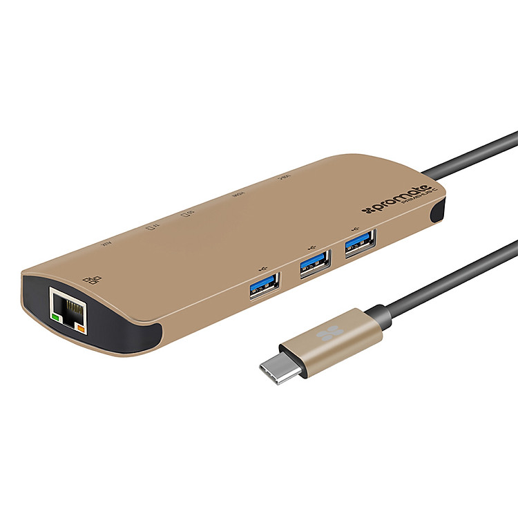 Bộ Chia 9 Cổng USB Type-C 3.0 Promate PrimeHub-C Hỗ Trợ PowerDelivery 100W - Hàng Chính Hãng
