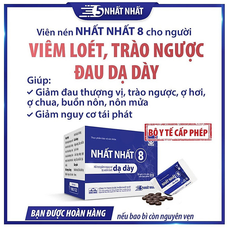 Viên nén Nhất Nhất 8 dạ dày - hộp 10 gói x 16 viên