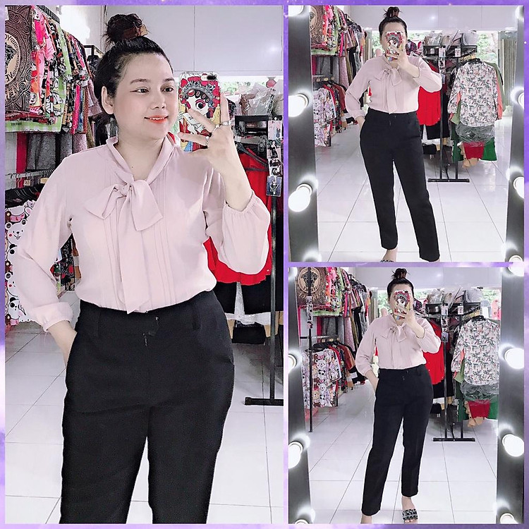 ÁO SƠ MI CỔ GIẢ THẮT NƠ BIGSIZE