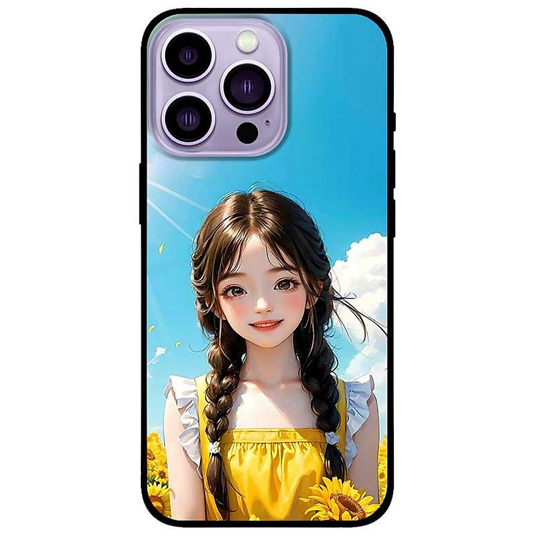 Ốp lưng cho iPhone 12 - iPhone 12 Pro - 12 Pro Max - 13 Mini - iPhone 13 - 13 Pro - 13 Pro Max - Mỹ Nữ Hoa Hướng Dương - Hàng Chính Hãng