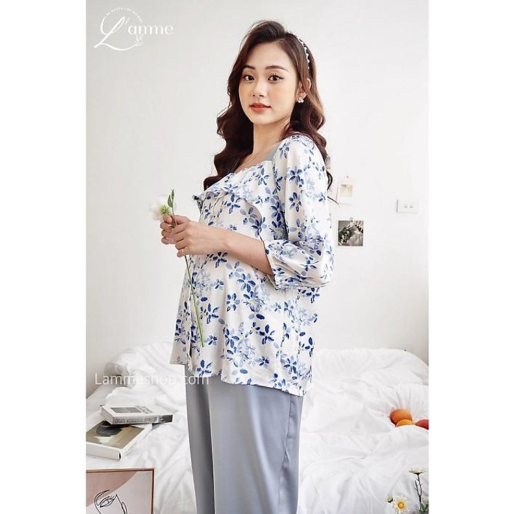 Bộ bầu mặc nhà Yuna chất liệu lụa mềm mại, by LAMME