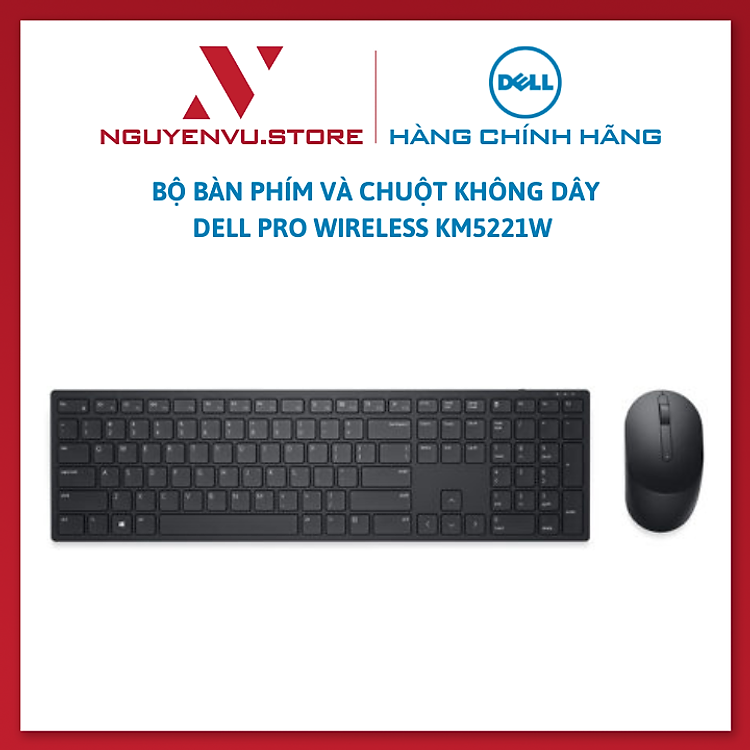 Bộ bàn phím và chuột không dây Dell Pro Wireless KM5221W - Hàng Chính Hãng