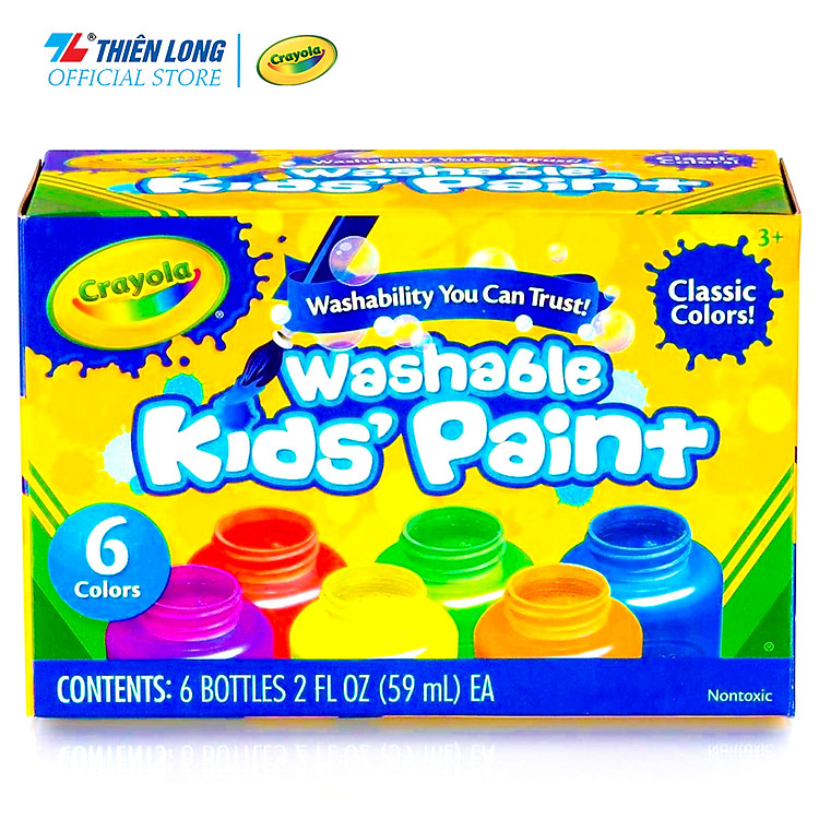 Bộ 6 màu nước - có thể rửa được Crayola Washable Kid's Paint