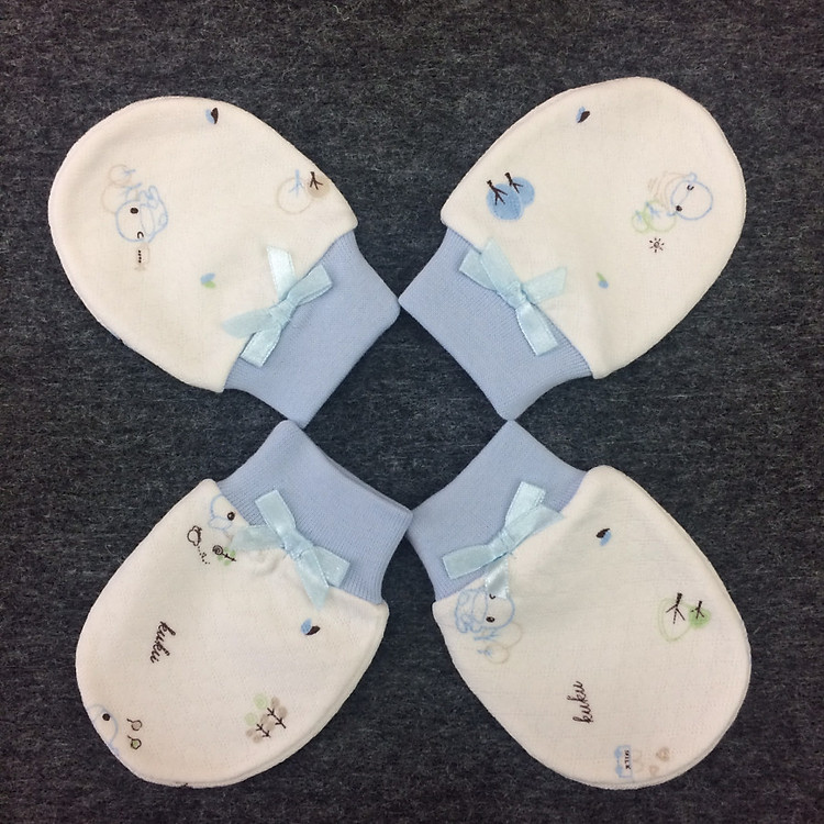 Bao tay sơ sinh Kuku màu xanh ( set 2 cặp ) - KU2308X