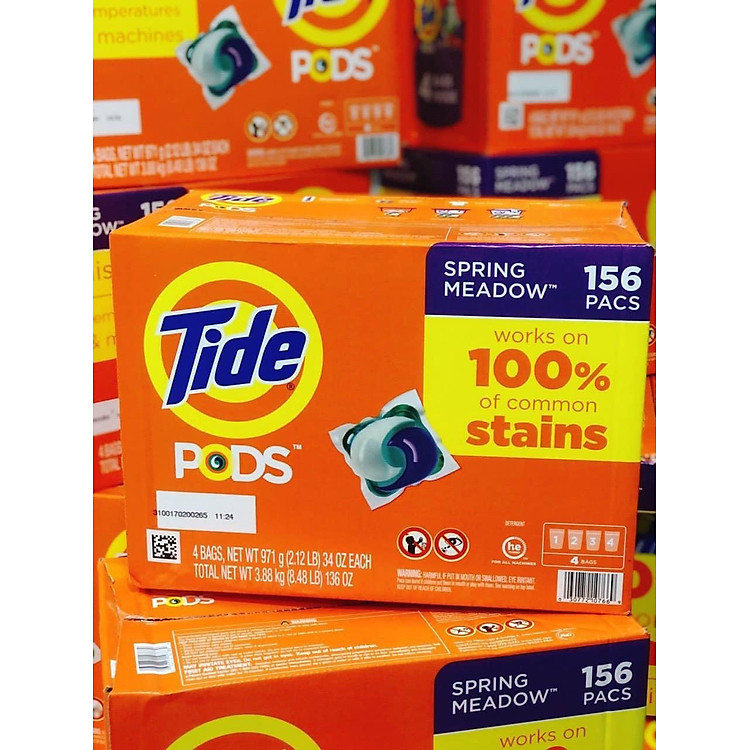 Viên giặt xả tide pods 3 in 1 thùng 156 viên mẫu mới của mỹ