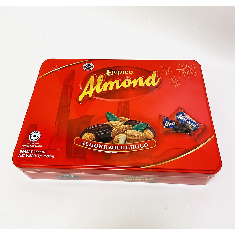 Sôcôla sữa hạnh nhân_hộp sắt Empico 260g đỏ