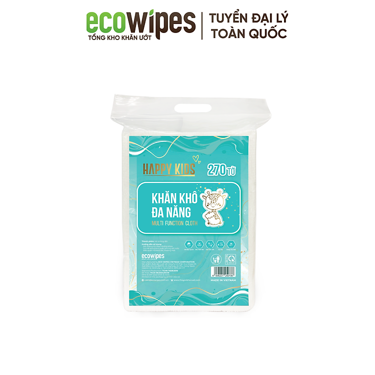 Chọn mua tại Shopee: Khăn vải khô Happy Kids EcoWipes 270 tờ mua giá tốt nhất tại Shop Mall