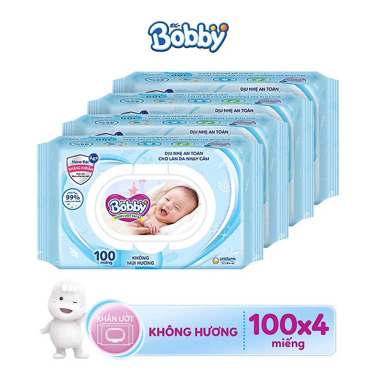 Combo 4 Gói Khăn Ướt Bobby Care Đảm bảo Giá tốt