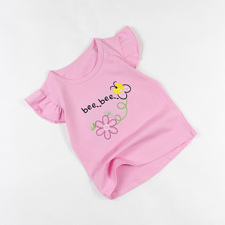 Áo bé gái thêu hoa và bọ cánh cam cánh tiên cổ tròn cho bé gái 0.5-7 tuổi từ 10 đến 24 kg 05931-05934