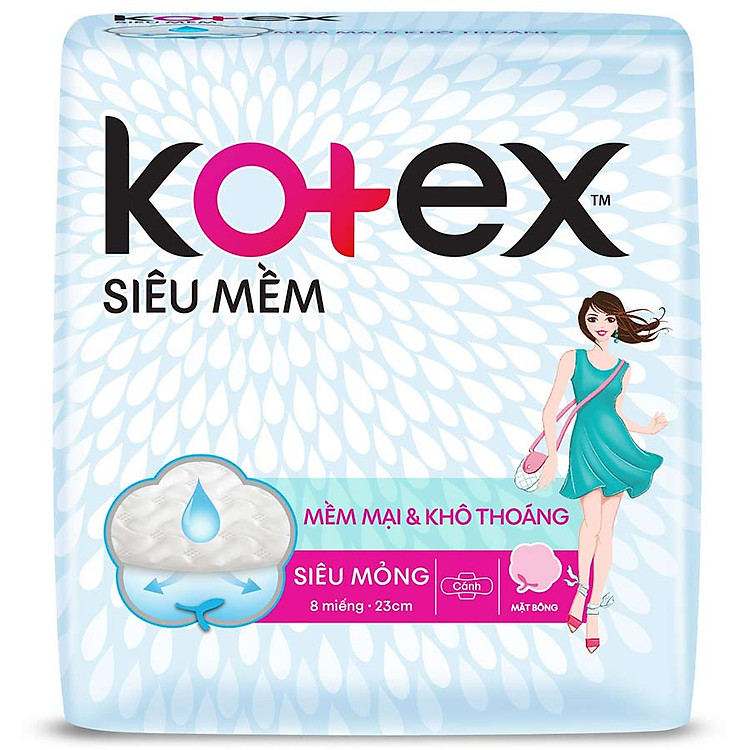 Băng Vệ Sinh Kotex Siêu Mềm Siêu Mỏng Cánh 23cm - 8*48