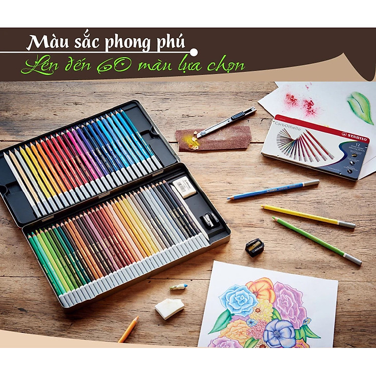 Bút Chì Màu Đa Năng STABILO CarbOthello (Xám Cold 2, Xanh Prussian) - Ảnh 2