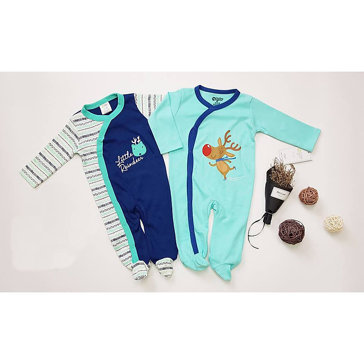Set 2 body dài liền tất cho bé, quần áo thu đông cho bé sơ sinh