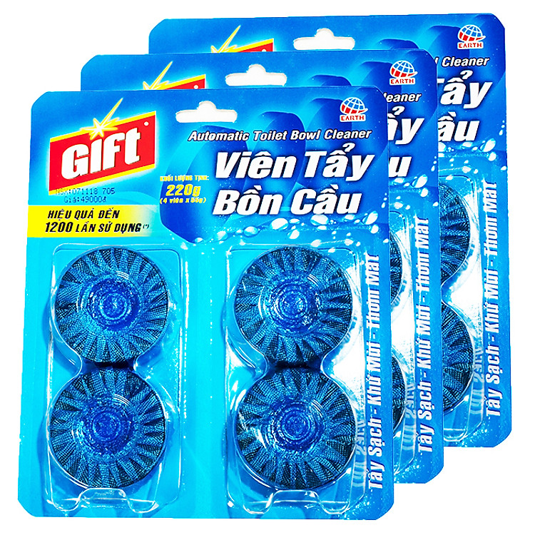 Lốc 3 vĩ GIFT Viên Tẩy Bồn Cầu (4 x 55g/vỉ 4 viên)