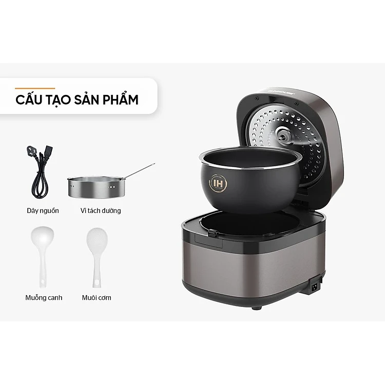 NỒI CƠM ĐIỆN CAO TẦN 1.5L SUNHOUSE SHD8826 - Hàng chính hãng